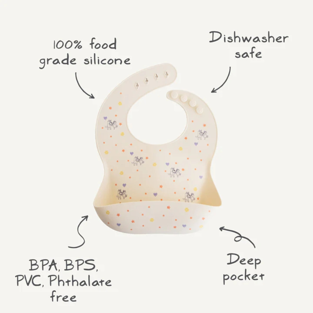 Babador De Silicone Infantil Mushie Bluey Ivory - Safe and Non-Toxic