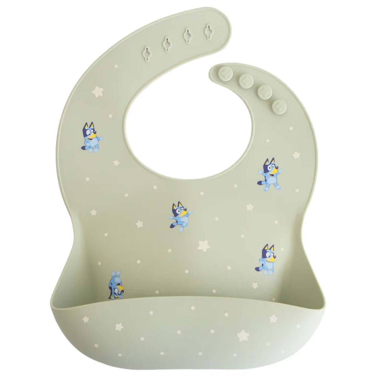 Babador De Silicone Infantil Mushie Bluey Sage - Grows with Your Baby