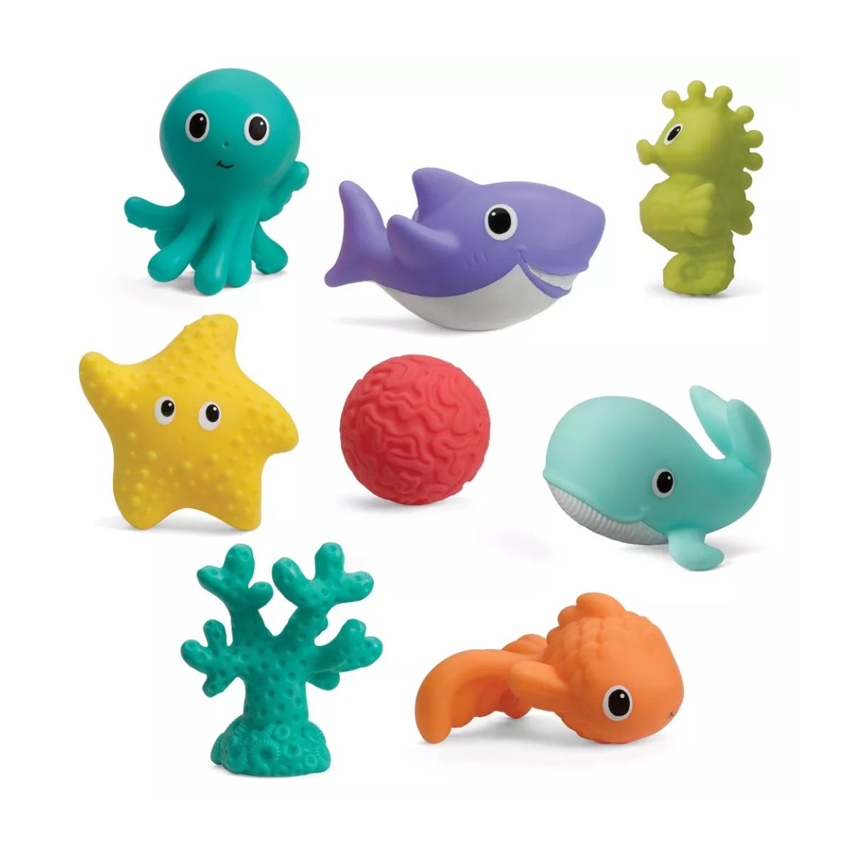 Infantino Aquarium Bath Squirters Toy 8 pieces - Complete 8-Piece Ocean Bath Set